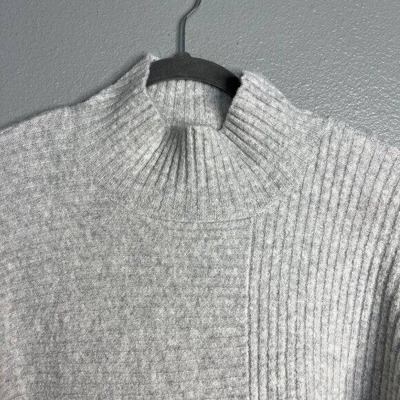 NWOT August 1 Eight Mockneck Ribbed Pullover Sweater Gray XS Relaxed Boxy - Picture 3 of 7
